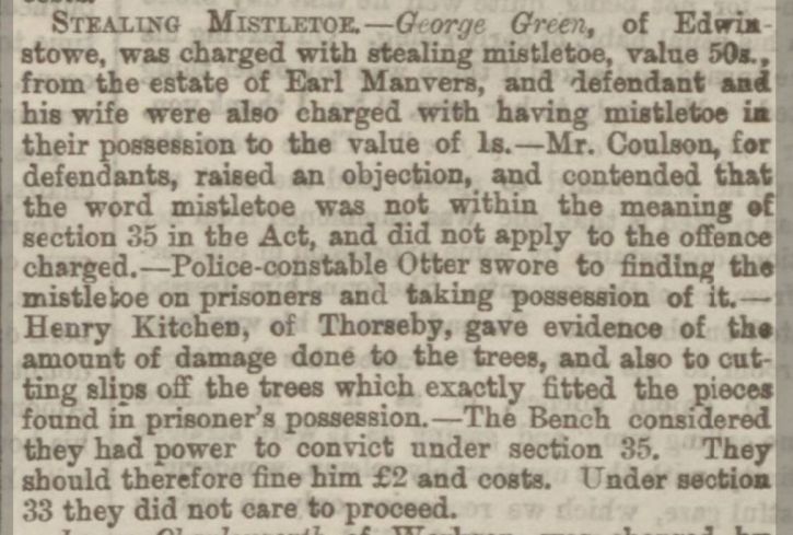 Sheffield Daily Telegraph 14 Jan1875 Theft Worksop