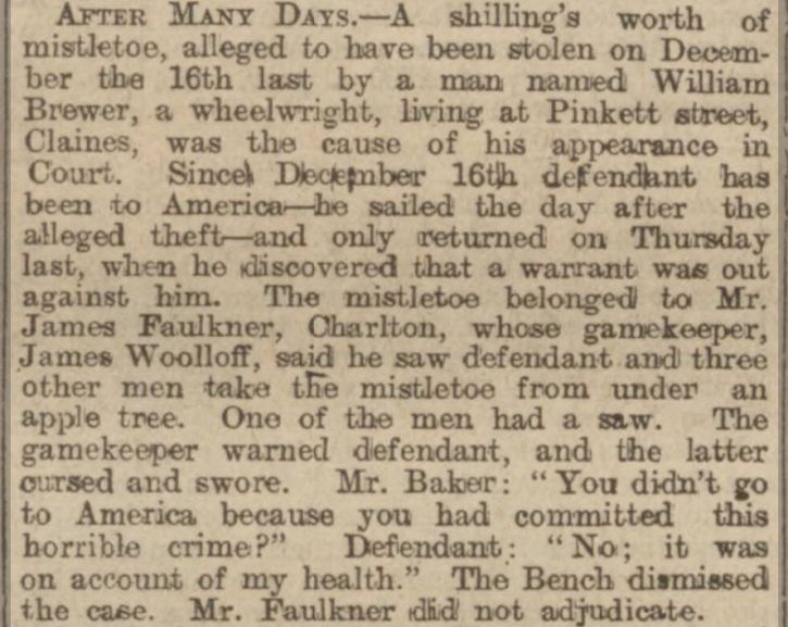 Worcestershire Chronicle Saturday 12 July 1902 theft